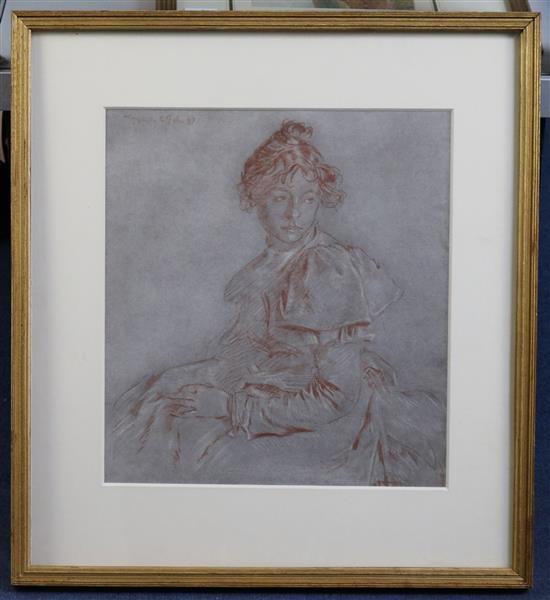 § Augustus John (1878-1961) Portrait of a seated girl, 13.75 x 12.5in. Provenance: Agnew & Sons, No.34340